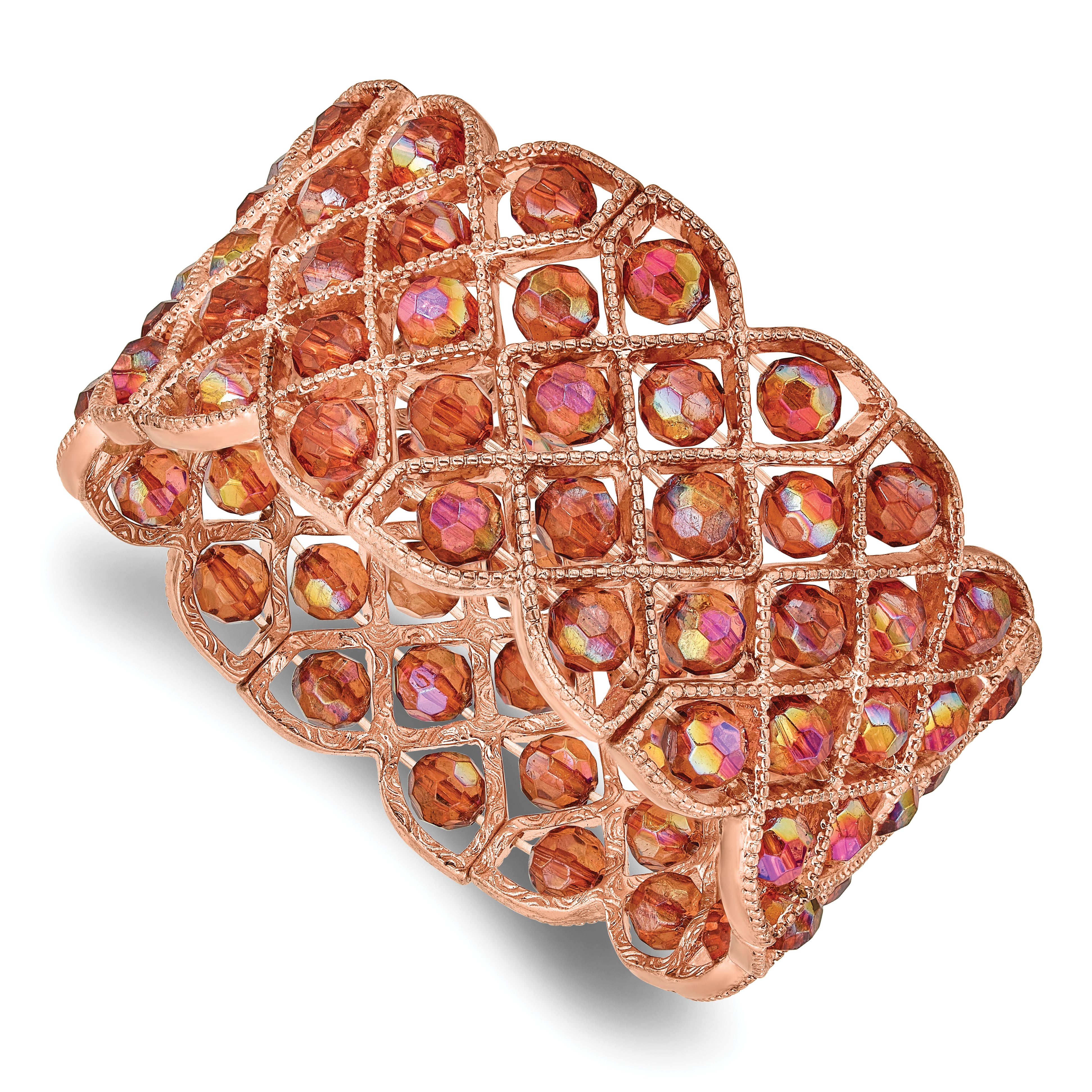 1928 Copper-tone Copper Acrylic Beads Stretch Bracelet Main image