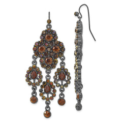 1928 Boutique Black-plated Brown Glass Chandelier Dangle Earrings