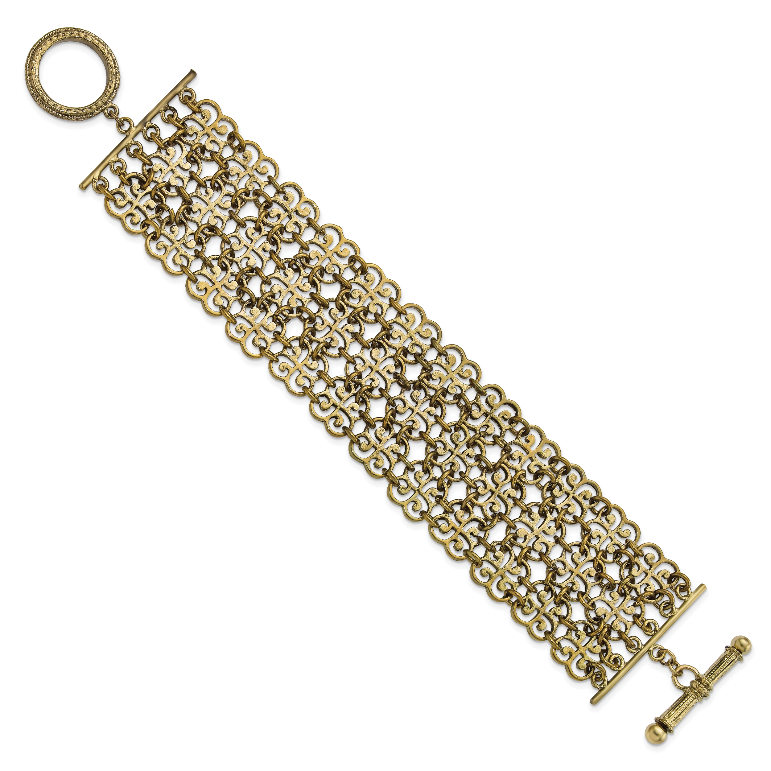 1928 Jewelry Gold-tone Filigree Fancy Link 7.5 inch Toggle Bracelet Secondary image