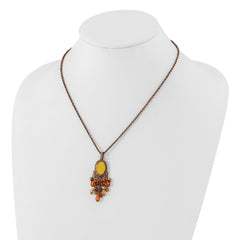 1928 Jewelry Copper-tone Oval Fram Mother of Pearl Multicolor Faceted Acrylic Beads Cluster Adjustable 16 inch Necklace with 3 inch extension