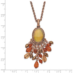 1928 Jewelry Copper-tone Oval Fram Mother of Pearl Multicolor Faceted Acrylic Beads Cluster Adjustable 16 inch Necklace with 3 inch extension