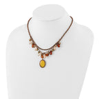 1928 Jewelry Copper-tone Multicolor Faceted Acrylic Beads and Mother of Pearl Pendant 16 inch Necklace with 3 inch extension