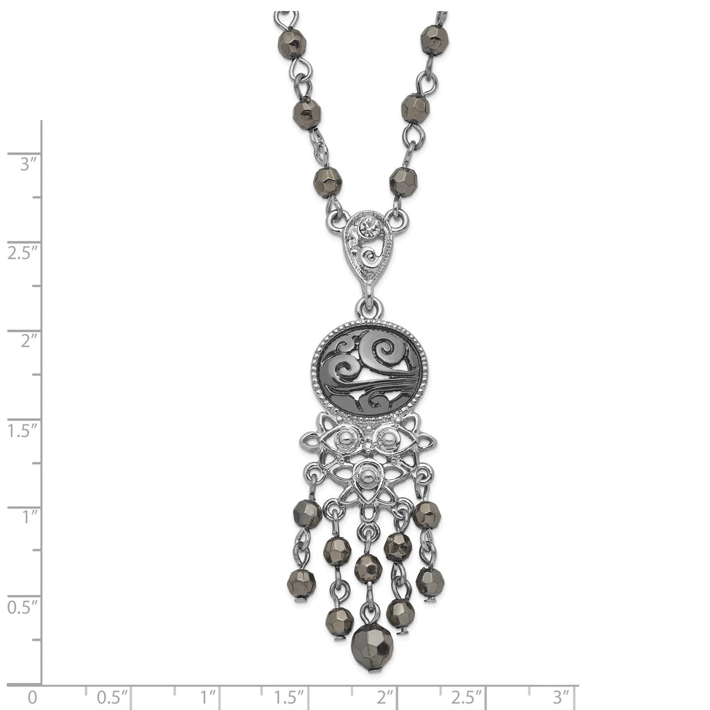 Hematite Faceted Acrylic Beads Necklace, 16 Inch - Sophia Jewelers