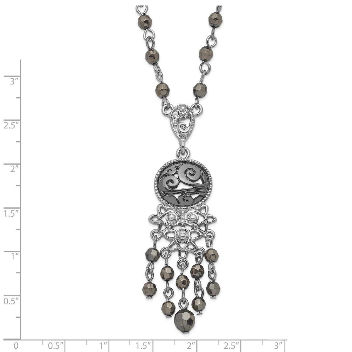 Hematite Faceted Acrylic Beads Necklace, 16 Inch - Sophia Jewelers