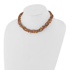 1928 Jewelry Copper-tone Five Strand Multicolor Faceted Acrylic Beads Adjustable 16 inch Twisted Necklace with 3 inch extension