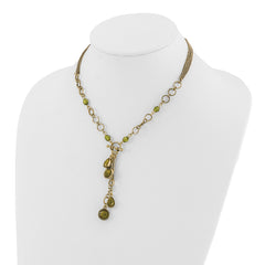 1928 Jewelry Brass-tone Green Faceted Crystal Beads 16 inch Y Necklace with 3 inch extension