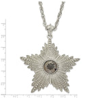 1928 Jewelry Large Silver-tone Textured Hematite Epoxy Faceted Stone Center Star 32 inch Necklace