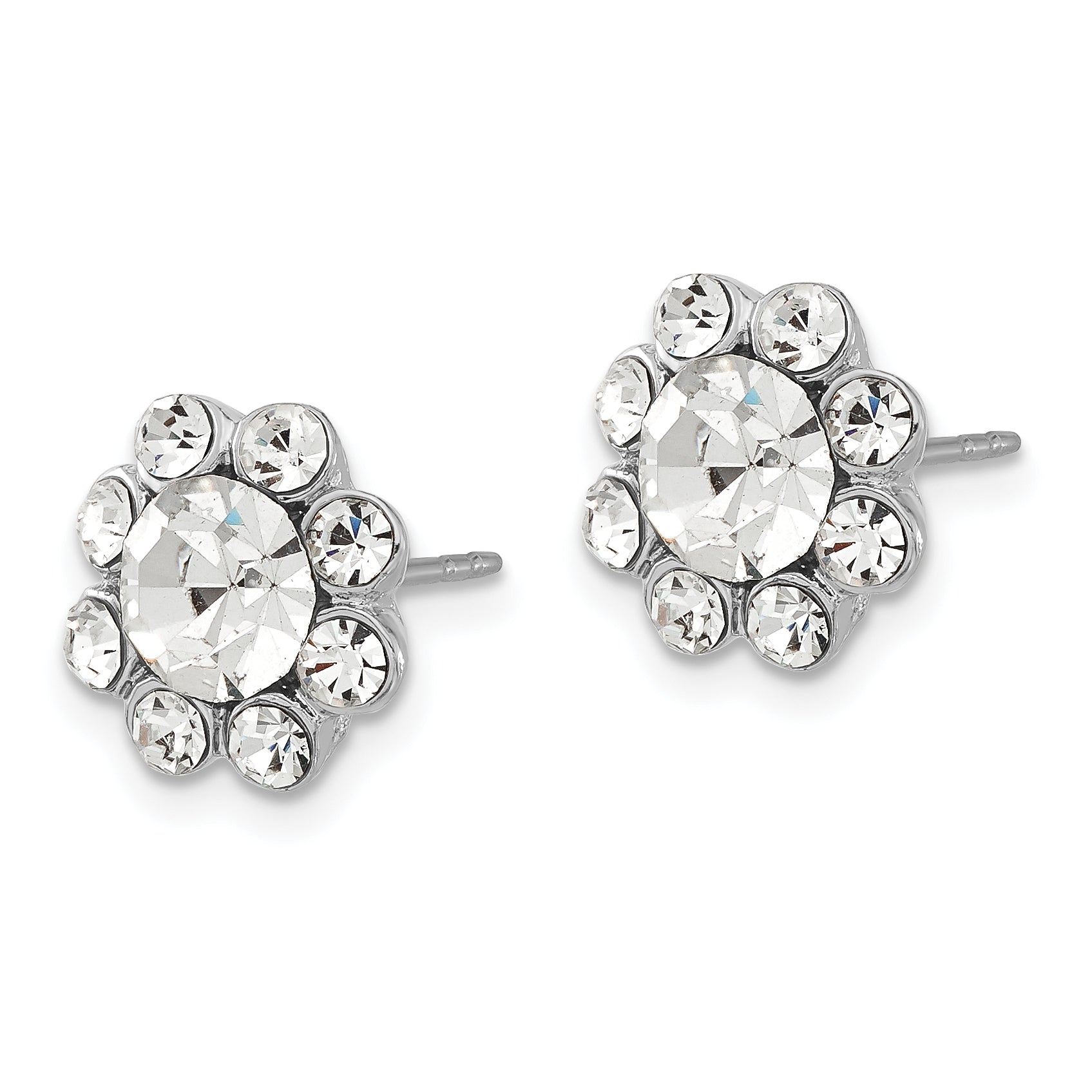1928 Silver-tone Clear Crystal Post Earrings Secondary image