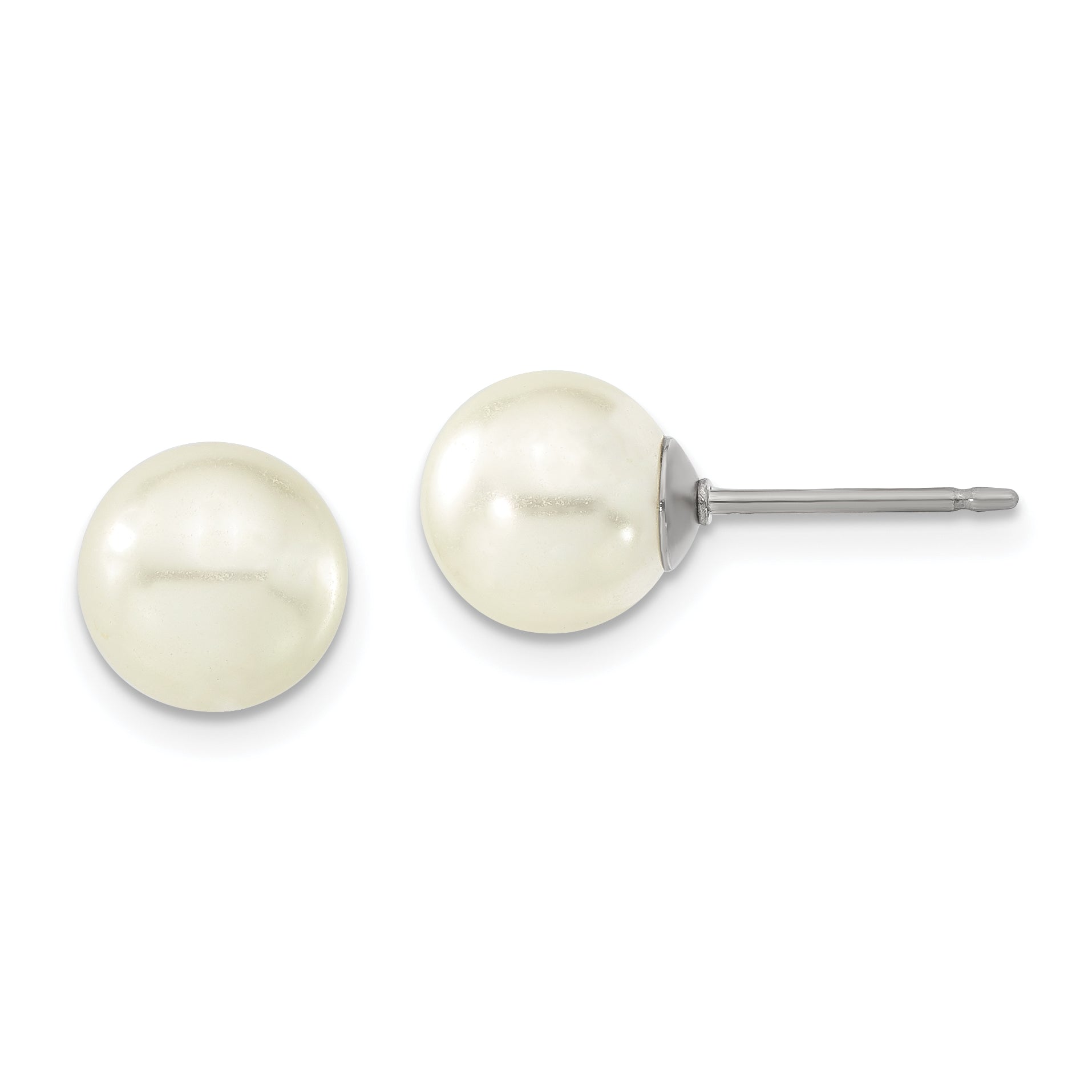 1928 Jewelry Gold-tone 8mm Ivory Imitation Pearl Post Stud Earrings Main image