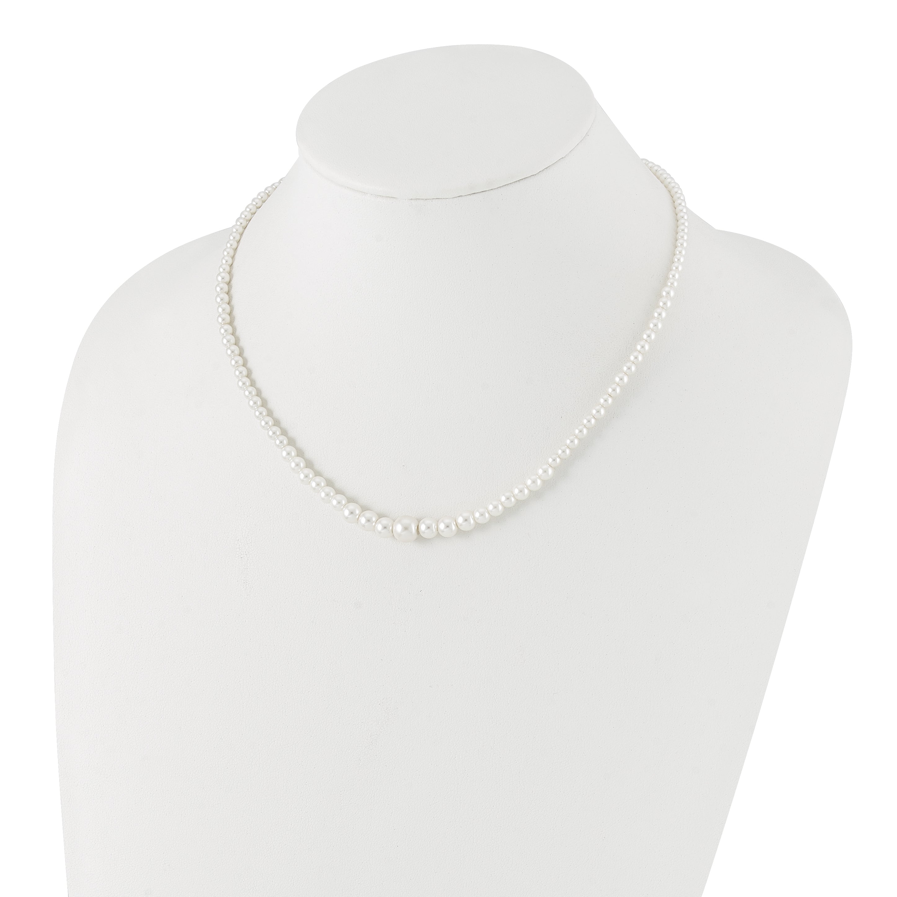1928 Jewelry Gold-tone Clasp 2mm to 8mm Ivory Imitation Pearl Graduated Strand 18 inch Necklace