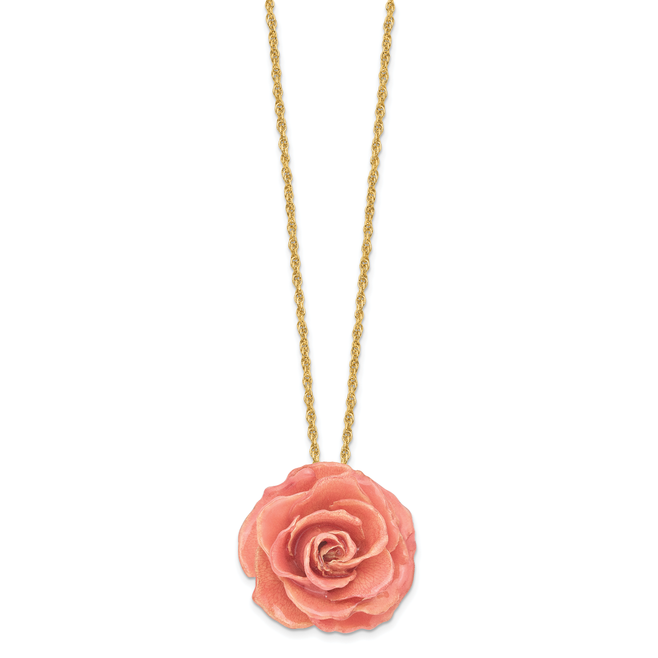 Lacquer Dipped Pink Real Rose with 20 inch Gold-tone Necklace Secondary image