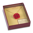 Lacquer Dipped Red Real Rose 20 inch Gold-tone Necklace