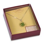 Silver Trim Real Four Leaf Clover in Oval 20 inch Silver-plated Chain Necklace