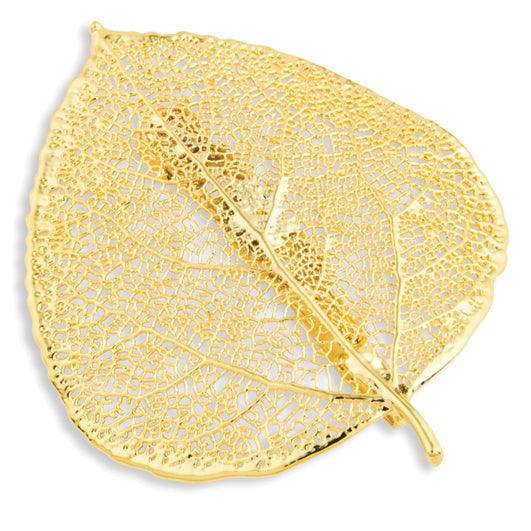 24k Gold Dipped Real Aspen Leaf Gold-tone Pin Brooch