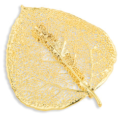 24k Gold Dipped Real Aspen Leaf Gold-tone Pin Brooch