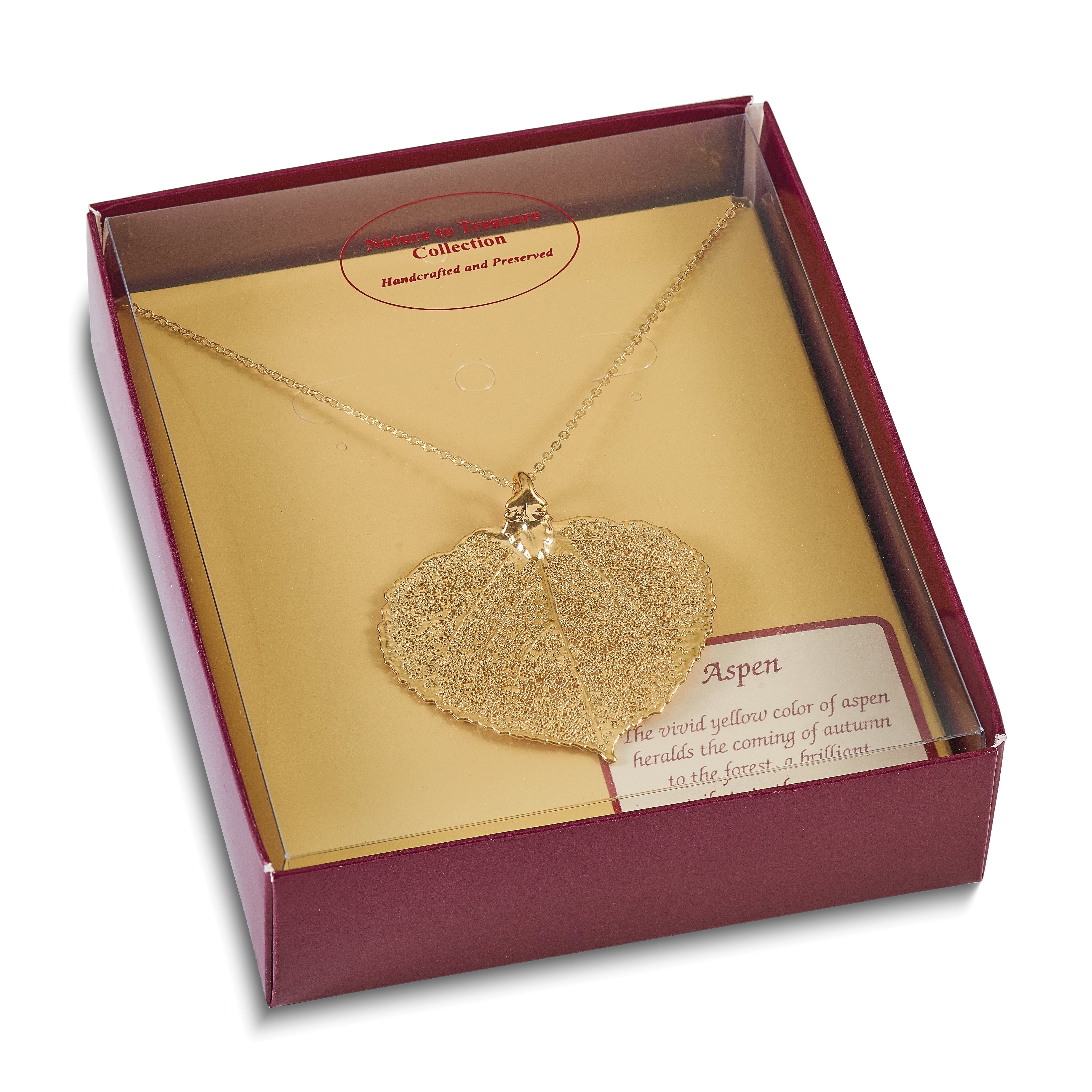 24k Gold Dipped Real Aspen Leaf with 20 inch Gold-tone Necklace
