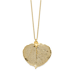 24k Gold Dipped Real Aspen Leaf with 20 inch Gold-tone Necklace
