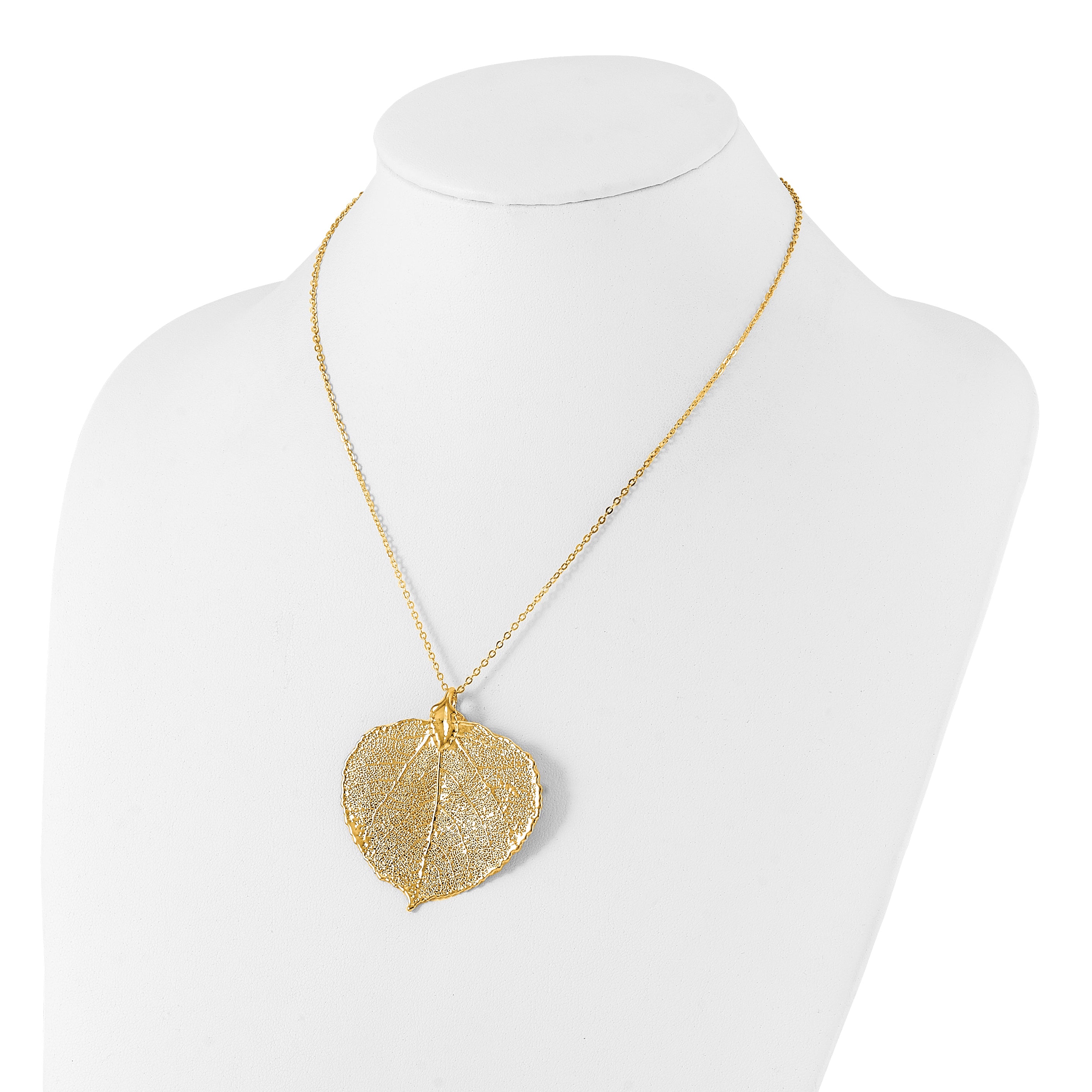 24k Gold Dipped Real Aspen Leaf with 20 inch Gold-tone Necklace