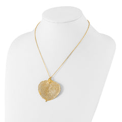 24k Gold Dipped Real Aspen Leaf with 20 inch Gold-tone Necklace