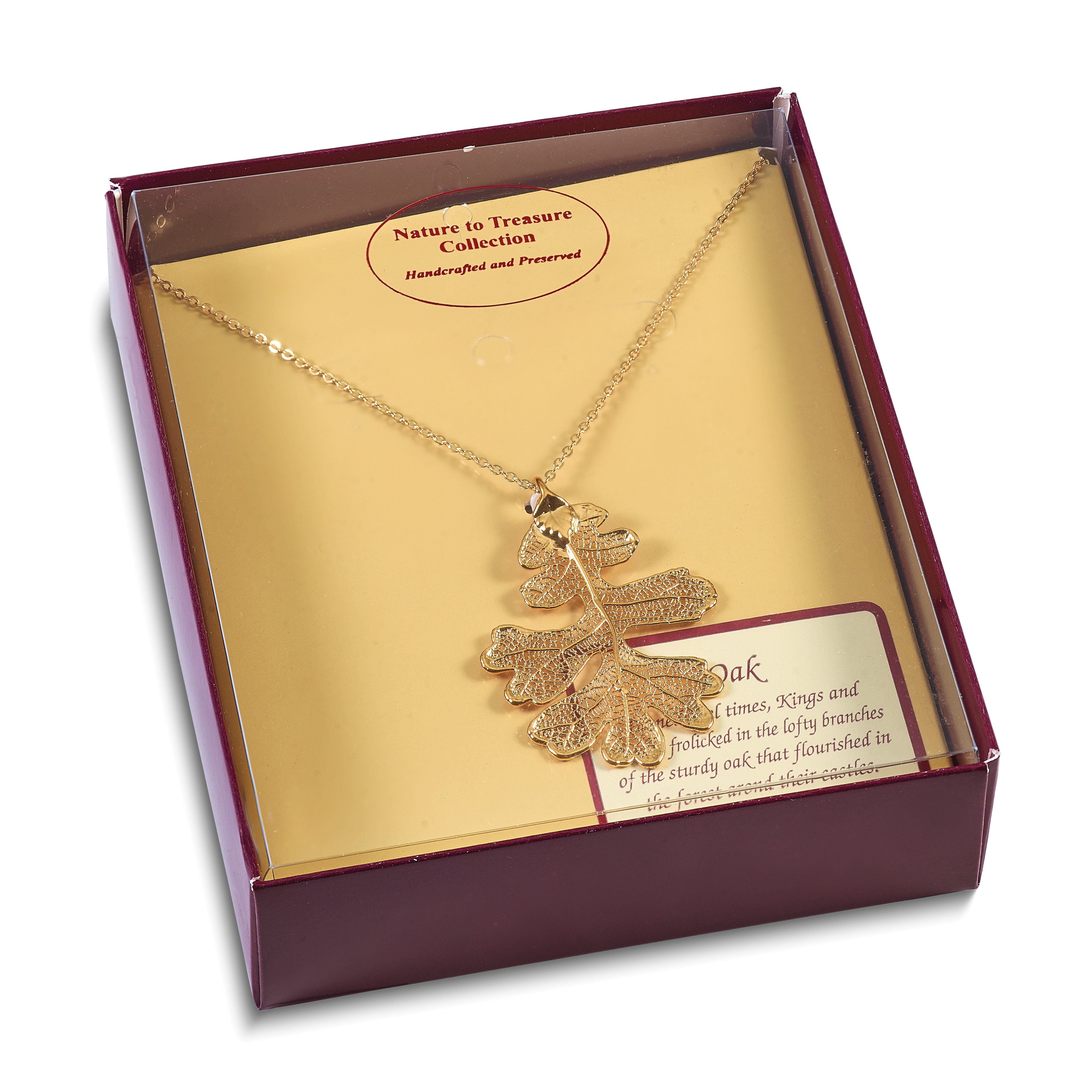 24k Gold Dipped Real Oak Leaf with 20 inch Gold-tone Necklace