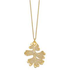 24k Gold Dipped Real Oak Leaf with 20 inch Gold-tone Necklace