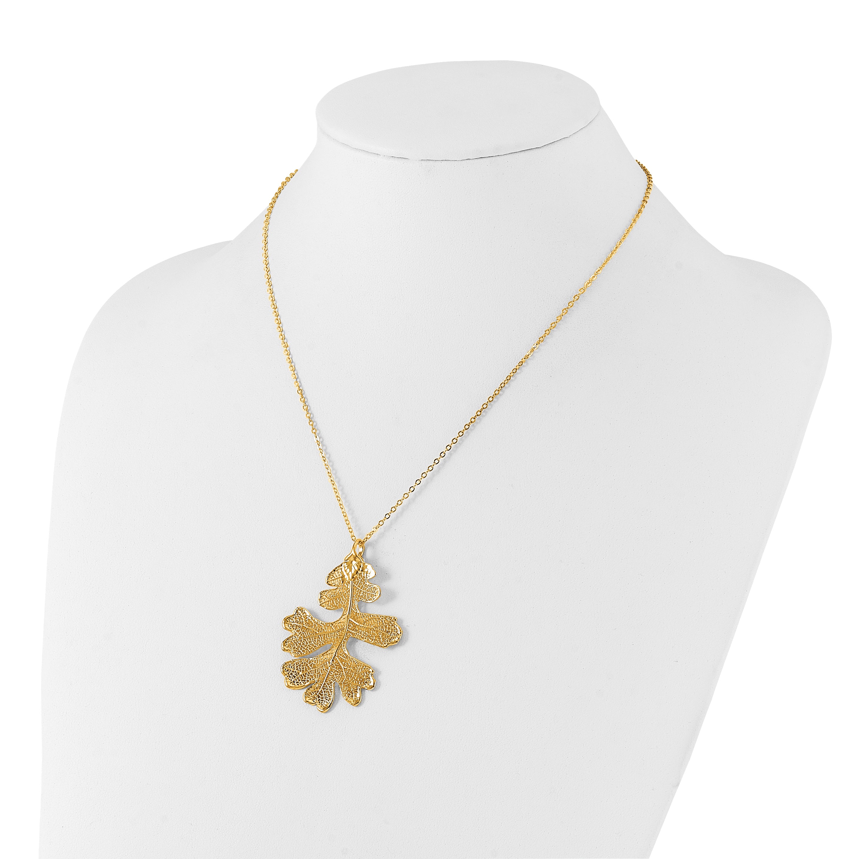 24k Gold Dipped Real Oak Leaf with 20 inch Gold-tone Necklace