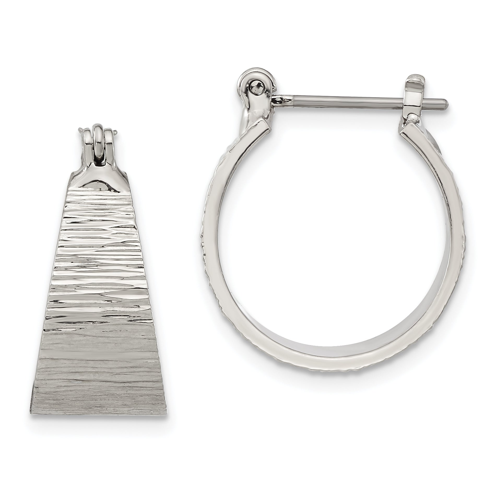 1928 Silver-tone Textured Small Post Hoop Earrings
