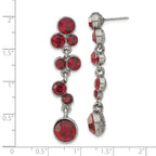 1928 Jewelry Silver-tone Red Epoxy Faceted Stone Dangle Post Earrings