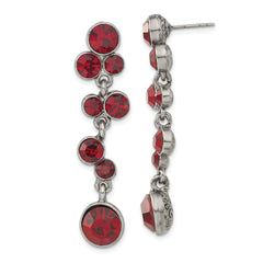 1928 Jewelry Silver-tone Red Epoxy Faceted Stone Dangle Post Earrings