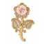 1928 Gold-tone Pink Porcelain Rose and Pink Crystal Flower Pin Brooch