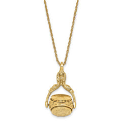1928 Jewelry Gold-tone Three Sided Spinning Floral Pattern Oval 13mm Lockets 30 inch Necklace Holds 6 Photos