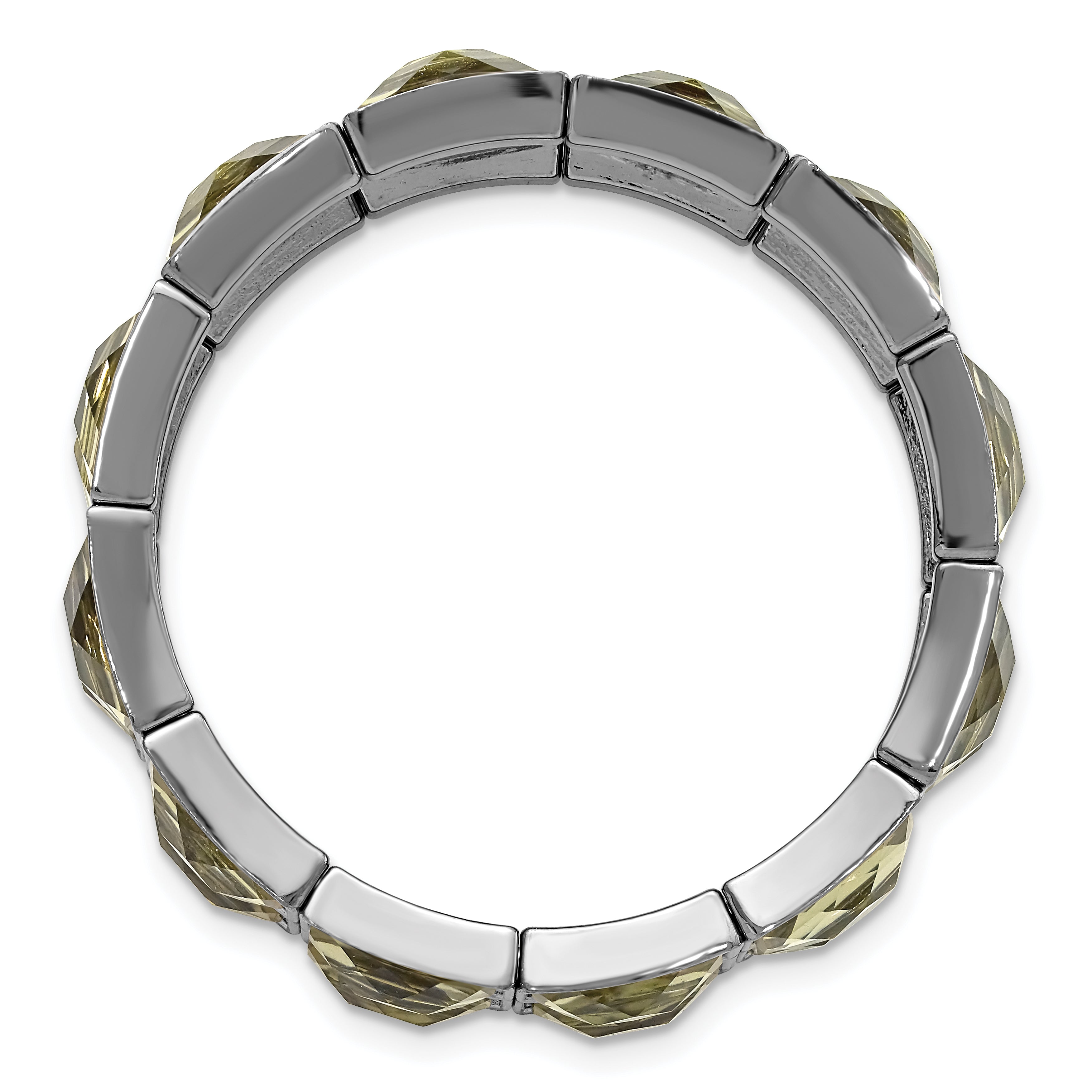 1928 Jewelry Black-plated Frame Grey Epoxy Faceted Stones Stretch Bracelet Secondary image