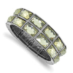 1928 Jewelry Black-plated Frame Grey Epoxy Faceted Stones Stretch Bracelet