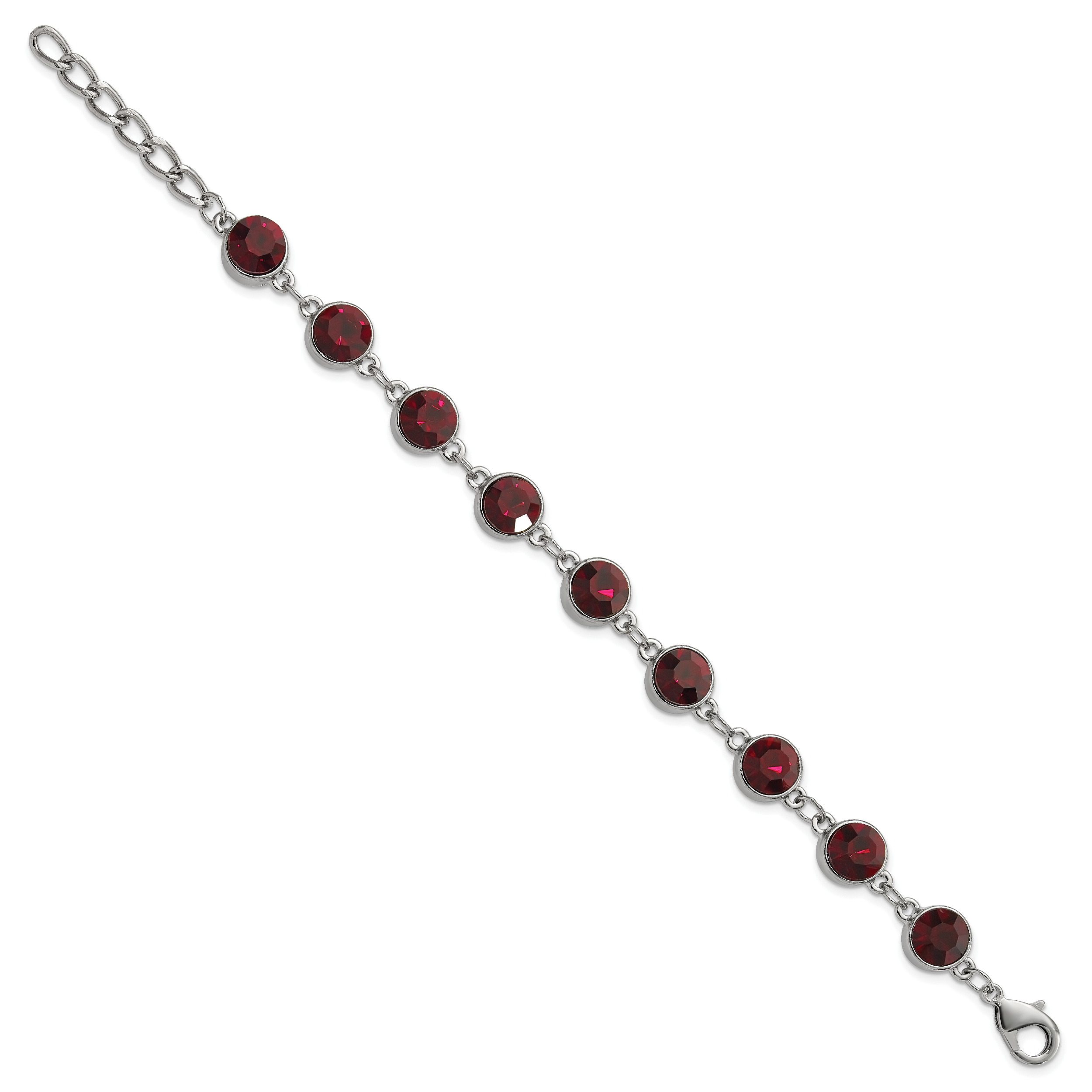 1928 Jewelry Silver-tone Red Epoxy Faceted Stone Adjustable 7.25 inch Bracelet with 1.25 inch extension Secondary image