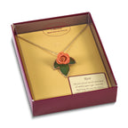 Lacquer Dipped Cream and Pink Real Rose on 24K Gold-trim Lacquered Dipped Leaf 20 inch Gold-tone Necklace