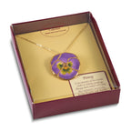 24K Gold-trim Lacquer Dipped Lilac Real Pansy 20 inch Gold-tone Necklace