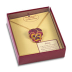 24K Gold-trim Lacquer Dipped Violet Real Pansy 20 inch Gold-tone Necklace