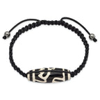 11x38mm Tibet Eye Agate With Hematite Beads Black Cord Bracelet