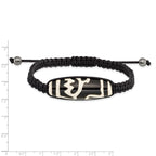 11x38mm Tibet Eye Agate With Hematite Beads Black Cord Bracelet