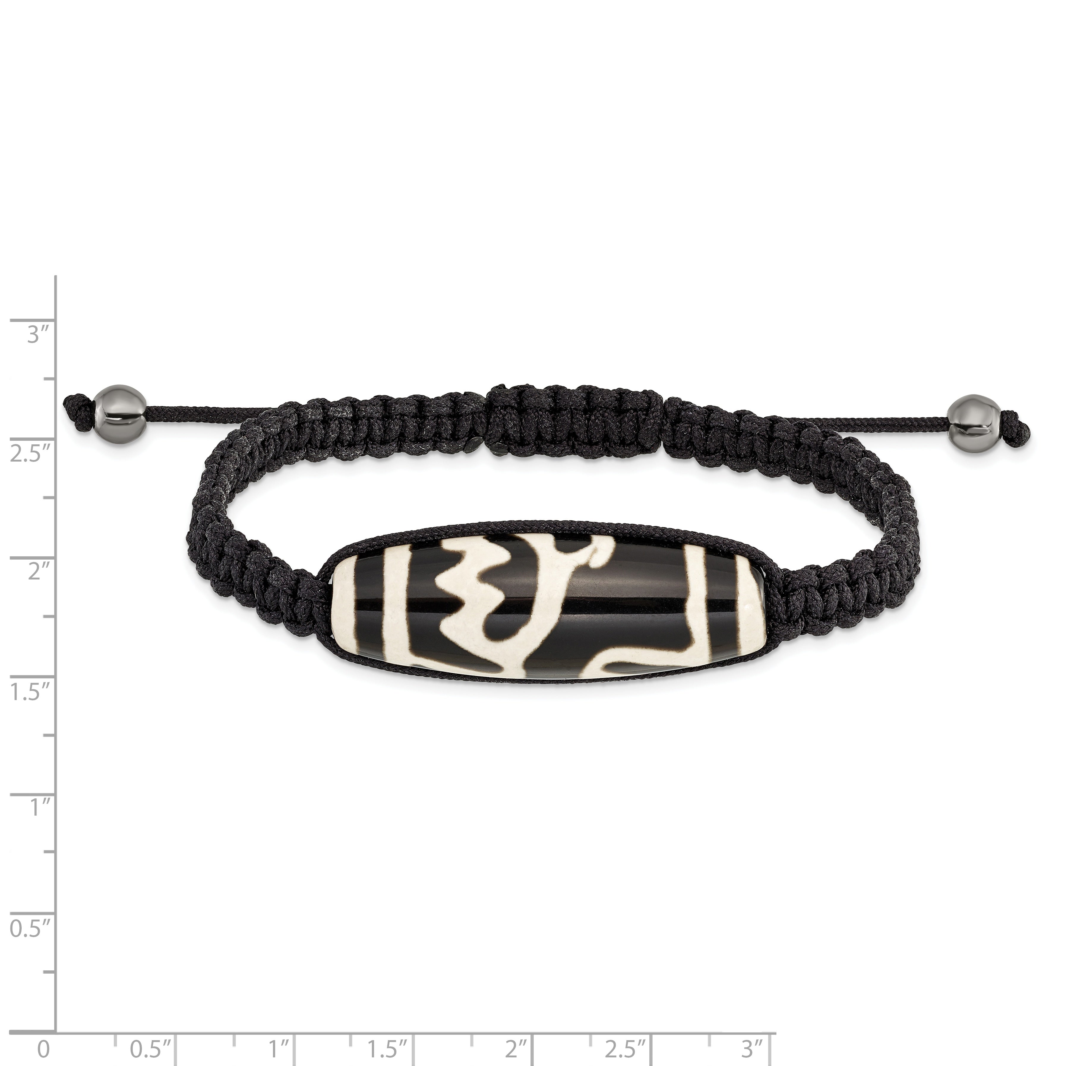 11x38mm Tibet Eye Agate With Hematite Beads Black Cord Bracelet