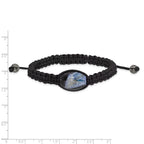 13x19mm Blue Crystal Agate With  Hematite Beads Black Cord Bracelet