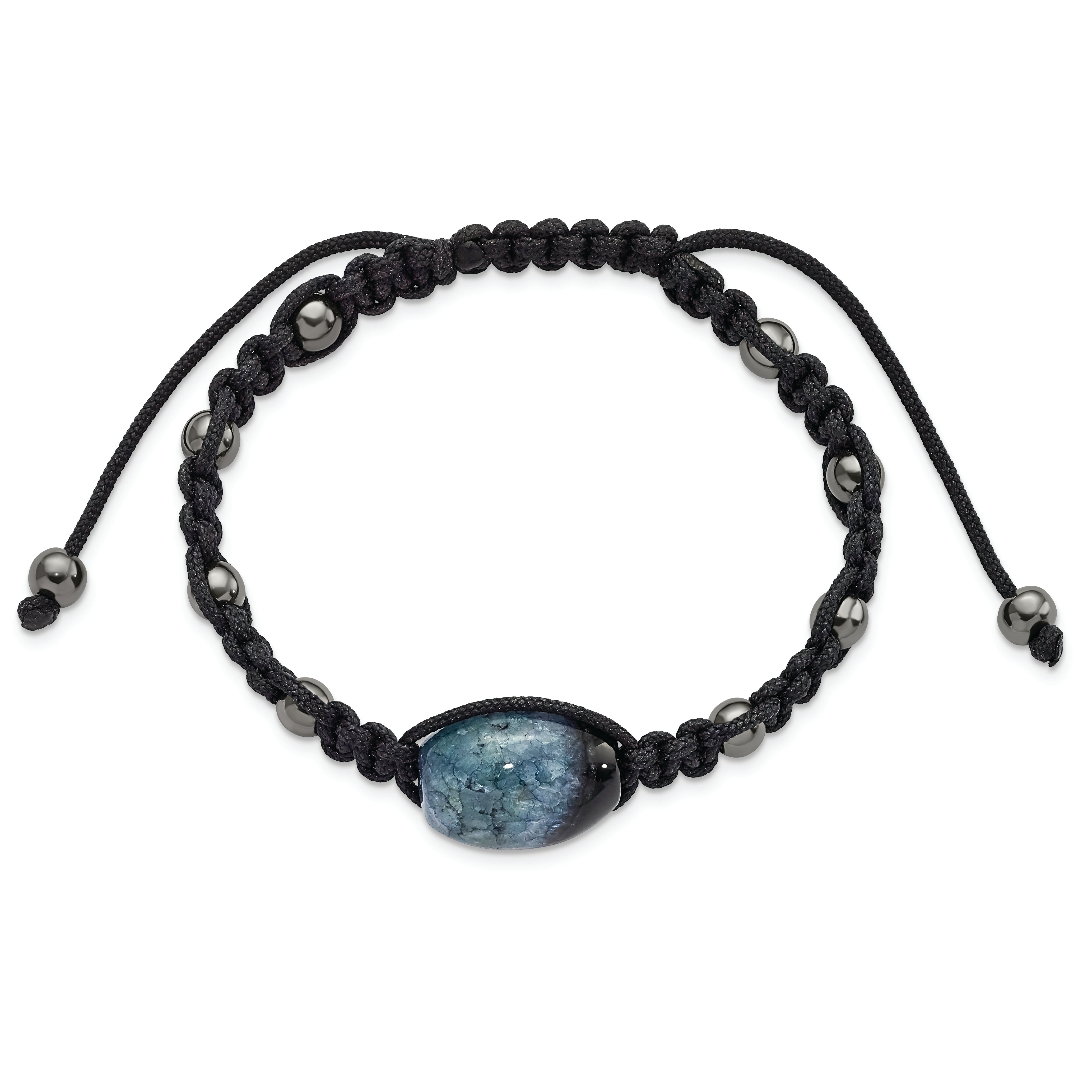 12x18mm Amethyst Crystal Agate With 5mm Hematite Cord Adjustable Bracelet