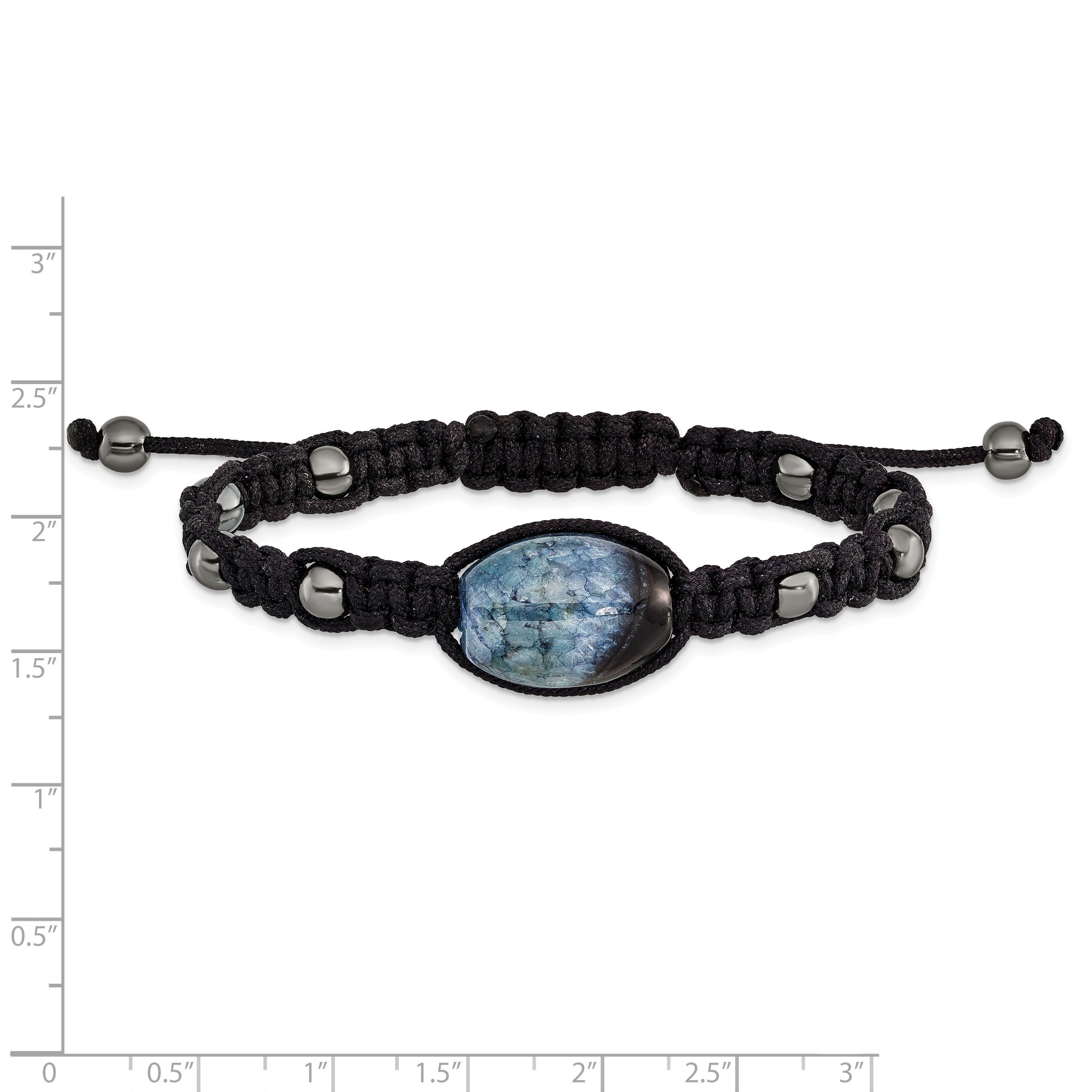 12x18mm Amethyst Crystal Agate With 5mm Hematite Cord Adjustable Bracelet