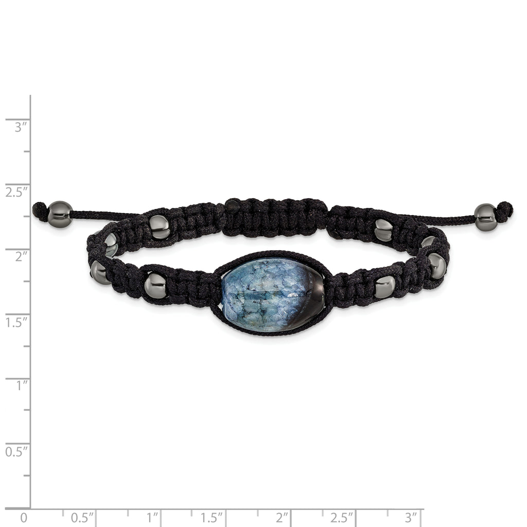 12x18mm Amethyst Crystal Agate With 5mm Hematite Cord Adjustable Bracelet