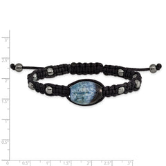 12x18mm Amethyst Crystal Agate With 5mm Hematite Cord Adjustable Bracelet