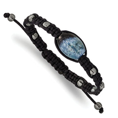 12x18mm Amethyst Crystal Agate With 5mm Hematite Cord Adjustable Bracelet