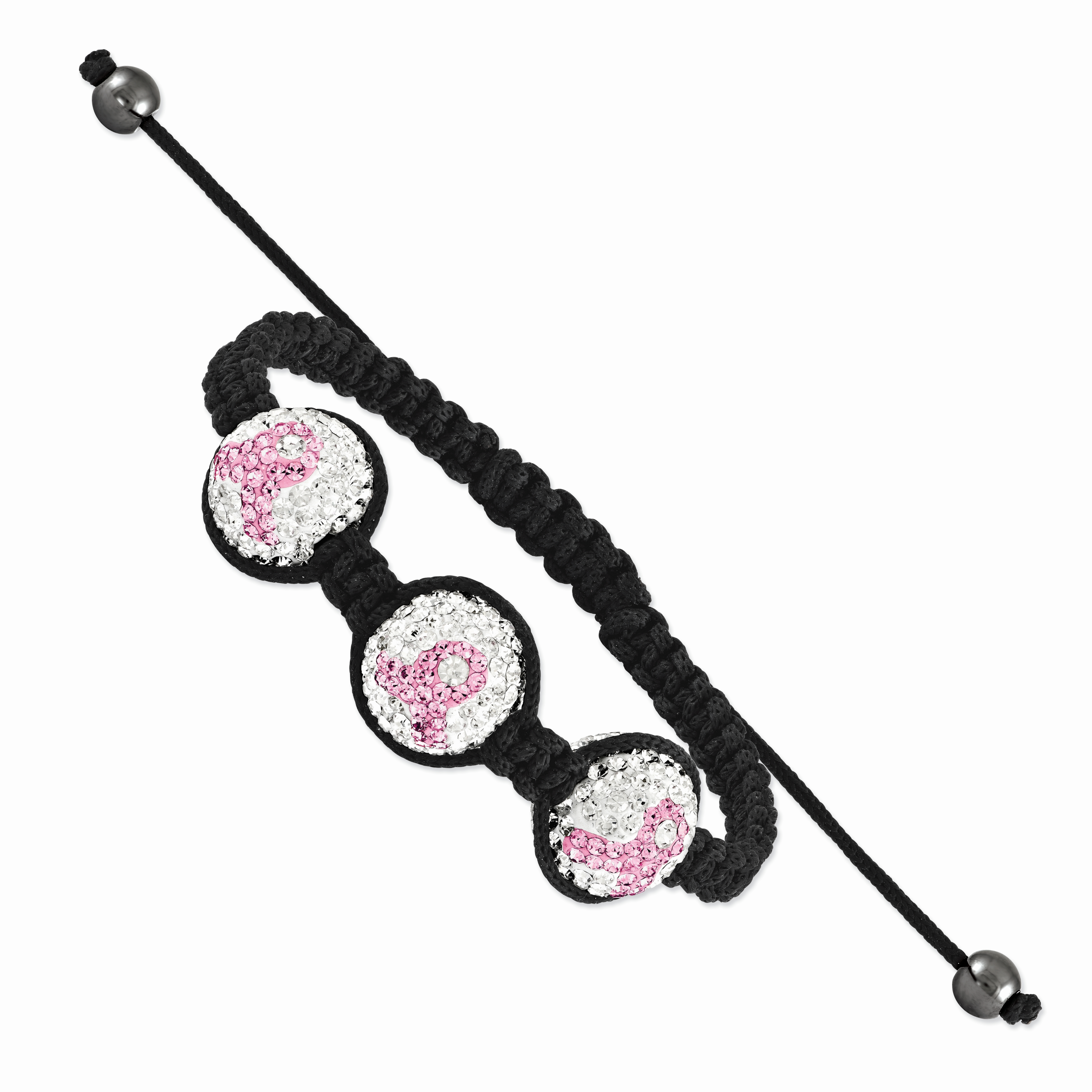Macrame with 3 Crystal Awareness & Hematite Bead Bracelet Main image