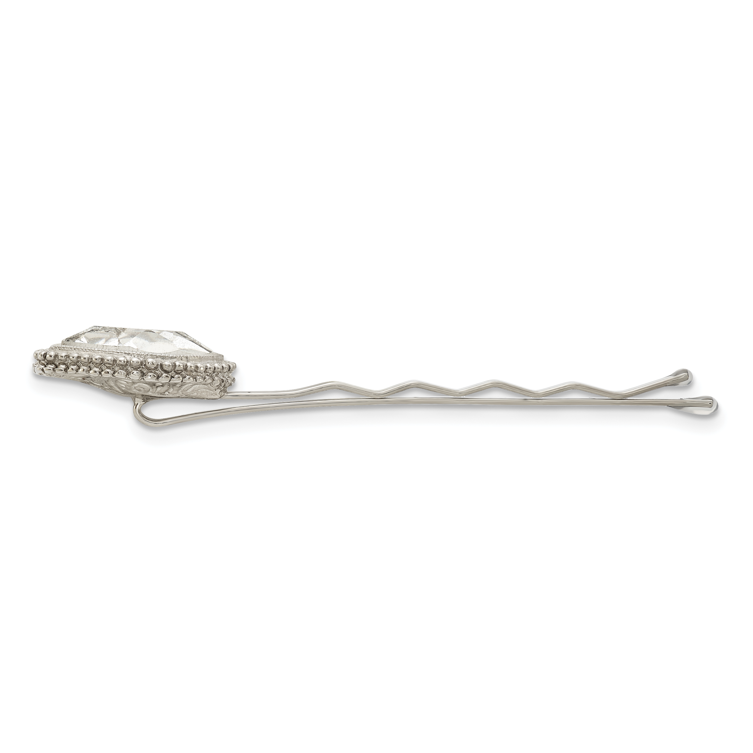 1928 Jewelry Set of 2 Silver-tone Fancy Clear Crystal Hairpins Secondary image