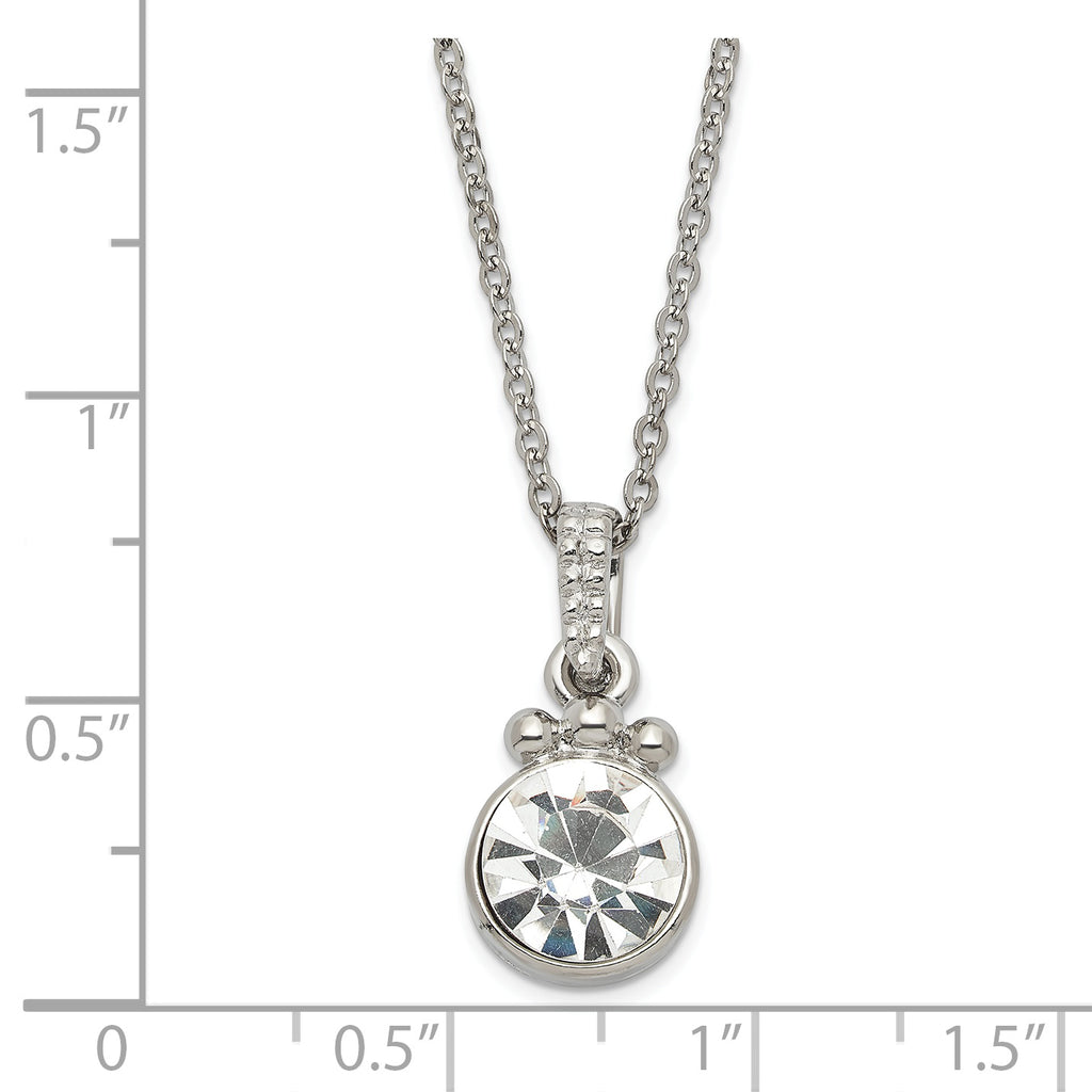 1928 Silver-tone White Crystal w/3in ext. Necklace - Sophia Jewelers