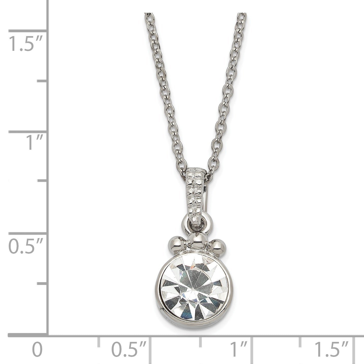1928 Silver-tone White Crystal w/3in ext. Necklace - Sophia Jewelers